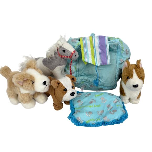 American Girl Plush Pets Bundle Shetland Pony Dogs Carrier Pillow Bulldog Corgi - Picture 1 of 12